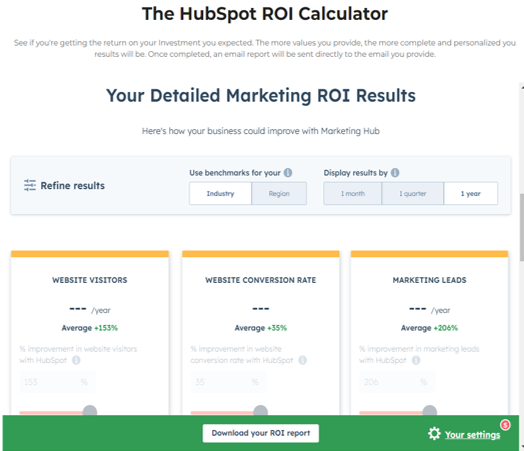 ROI Calculator Marketing Hub